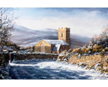 EveningshadowsKillineyChurch 1950painting20inx30framed30x40incopy 35a328b1-2e45-43d6-a801-03cc4c35bb78